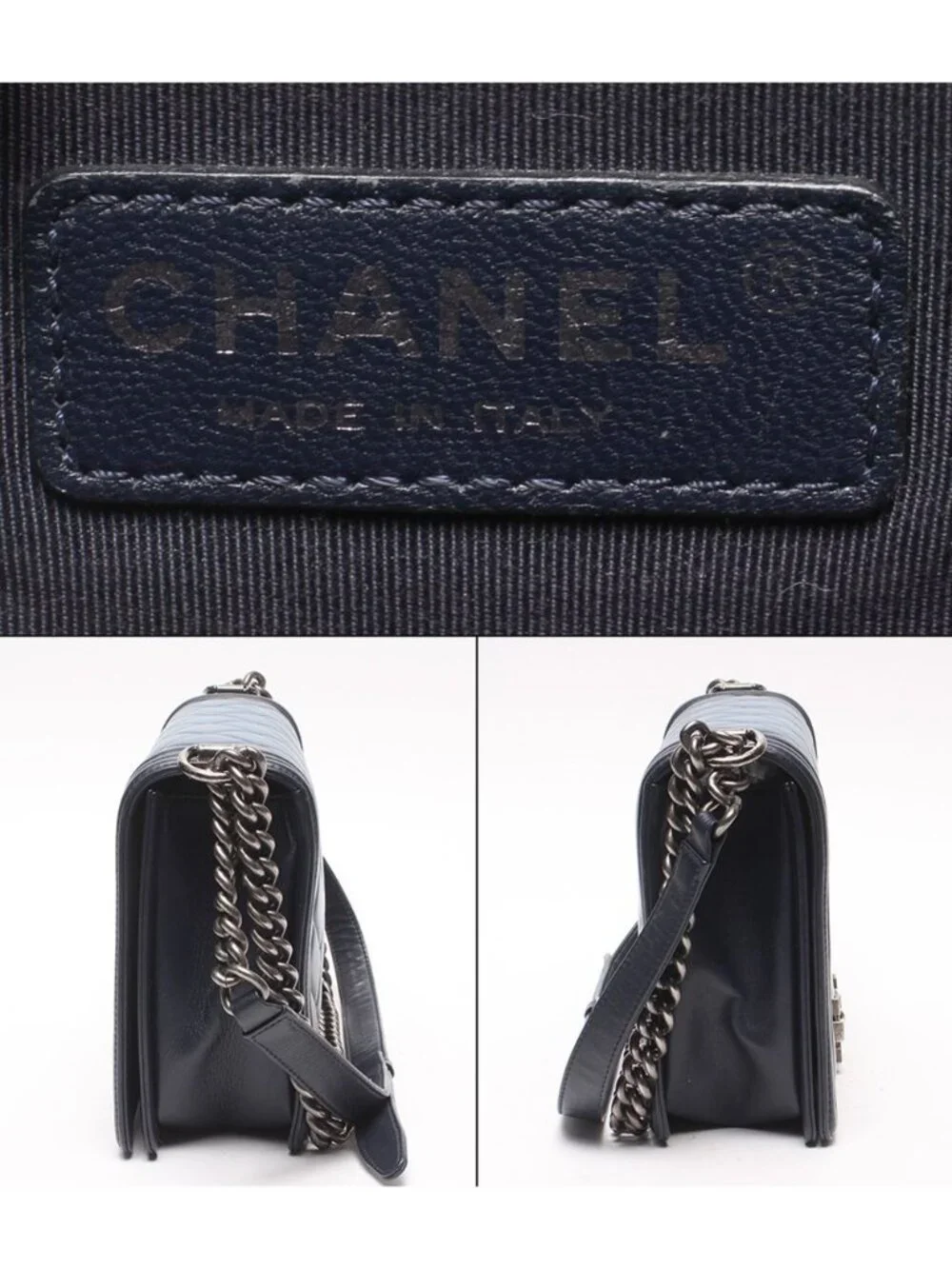 Chanel Chain Shoulder Bag Silver Single Flap Boy 25